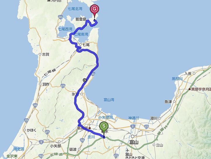 能登島へのアクセス（小杉ICから能登島）